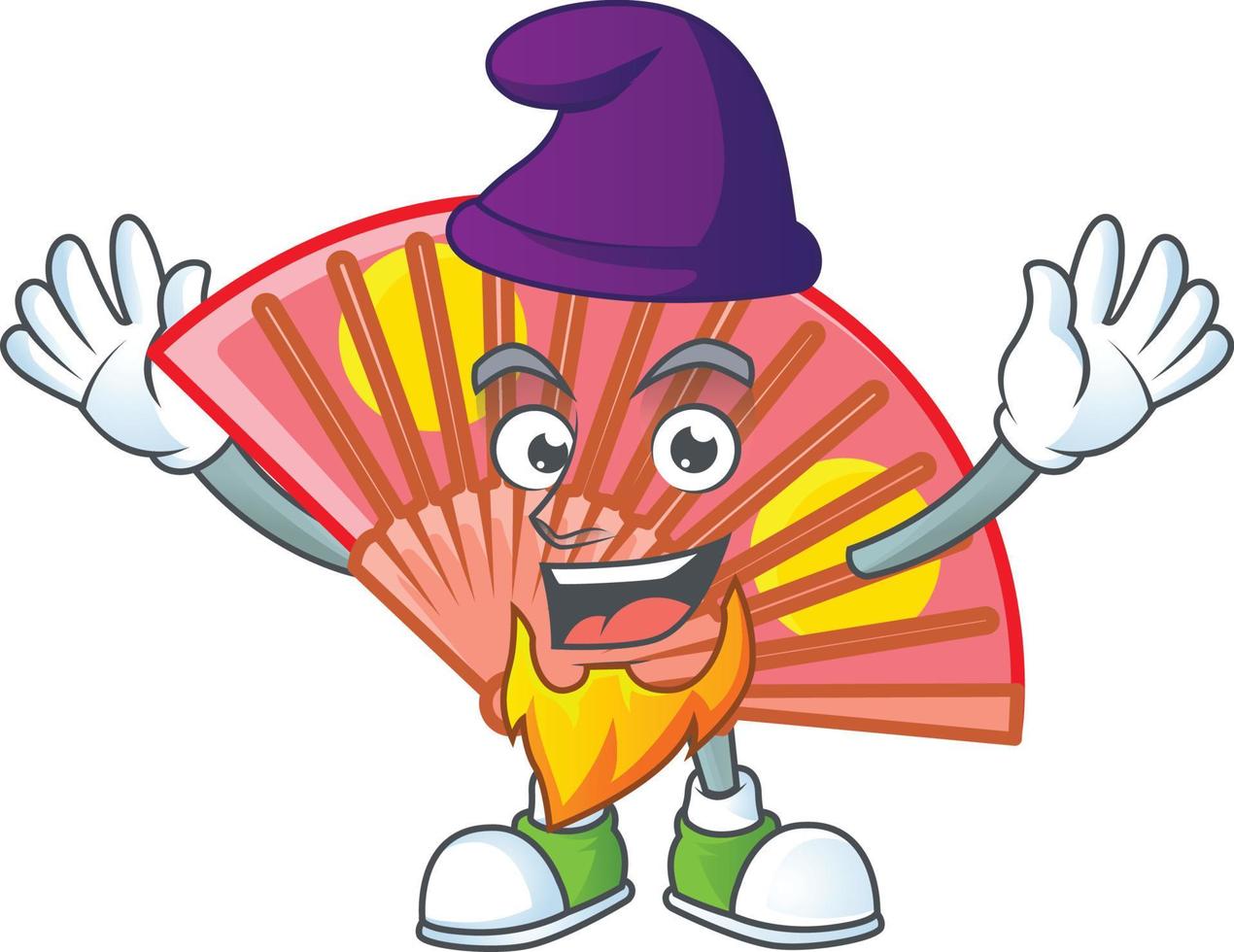 Red chinese folding fan cartoon character style vector