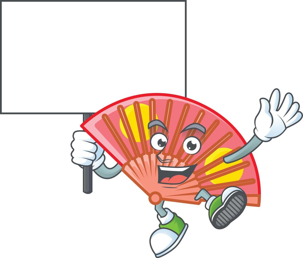 Red chinese folding fan cartoon character style vector