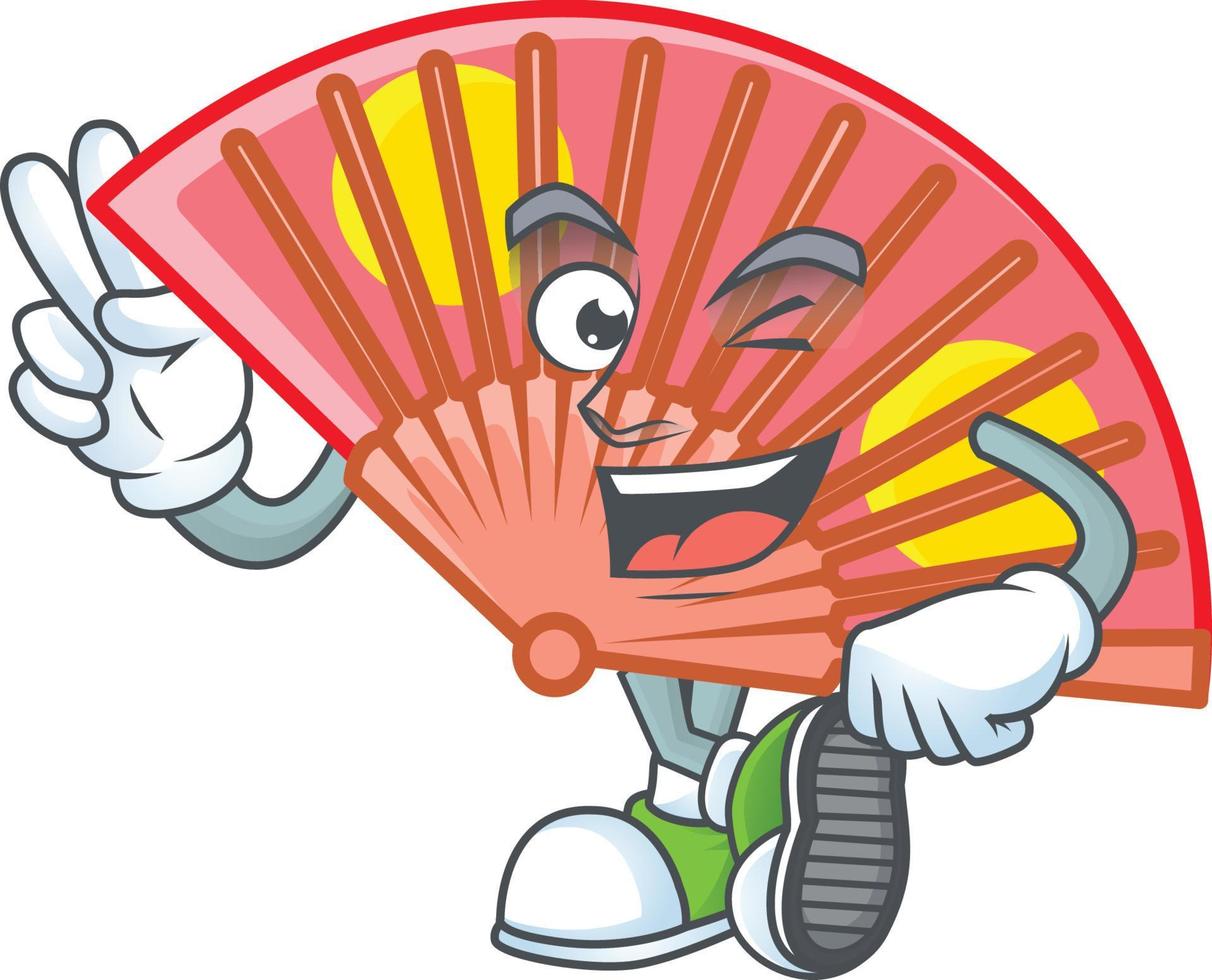 Red chinese folding fan cartoon character style vector