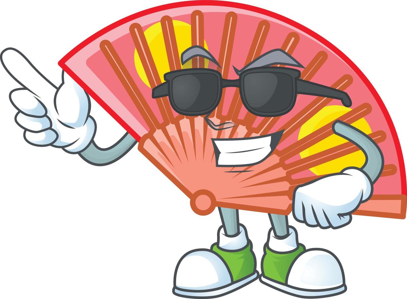 Red chinese folding fan cartoon character style vector