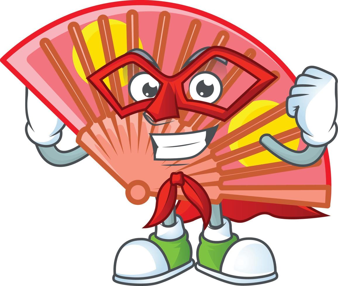 Red chinese folding fan cartoon character style vector