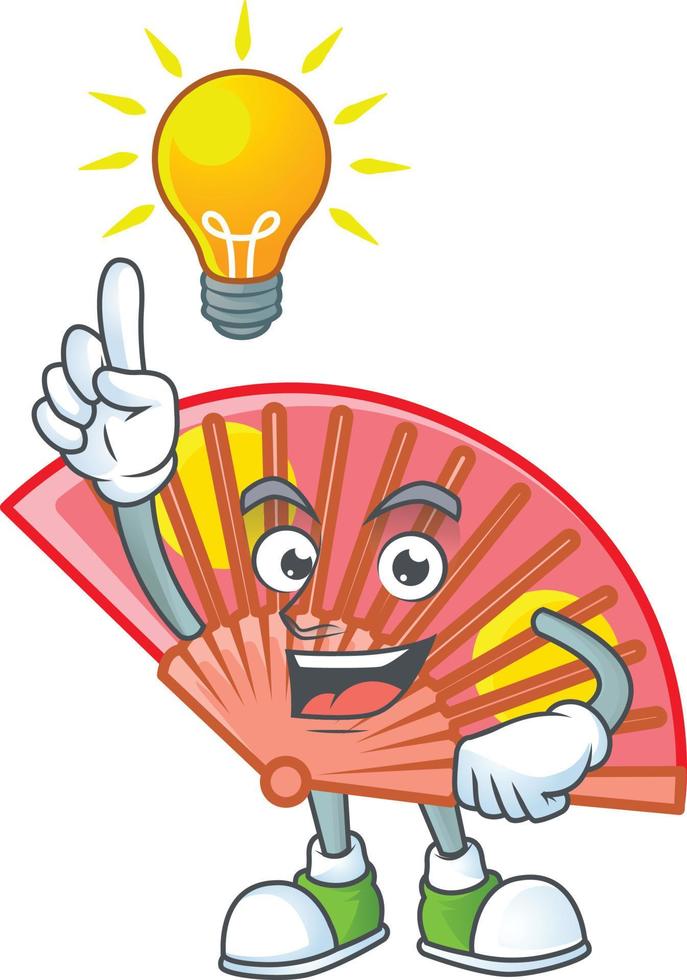 Red chinese folding fan cartoon character style vector