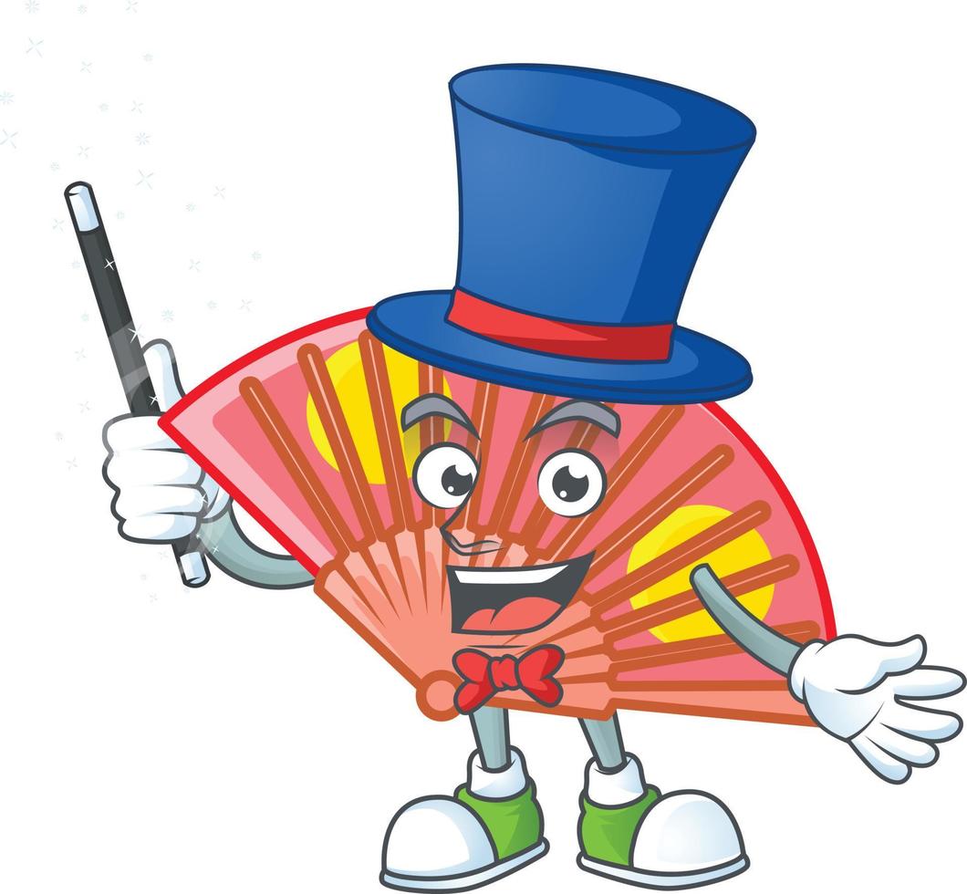 Red chinese folding fan cartoon character style vector