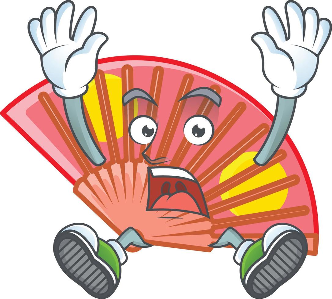 Red chinese folding fan cartoon character style vector