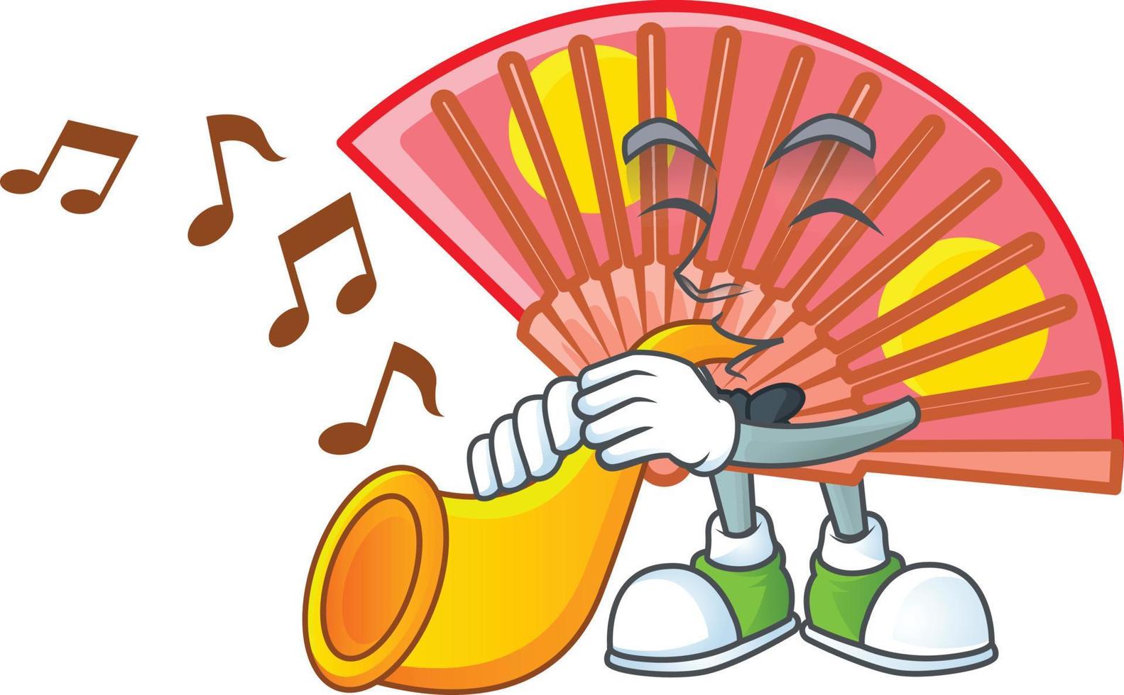 Red chinese folding fan cartoon character style vector