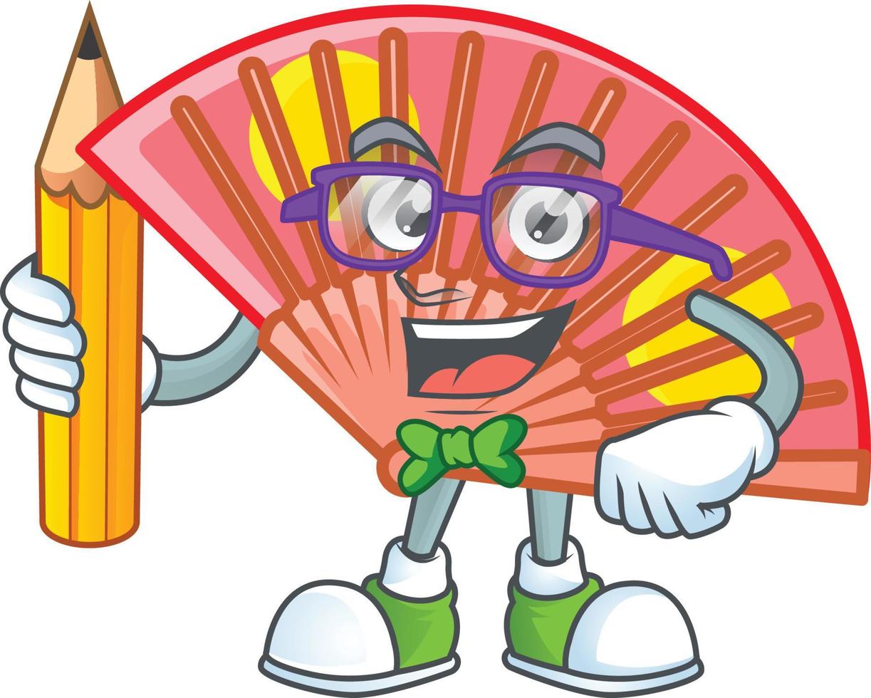 Red chinese folding fan cartoon character style vector