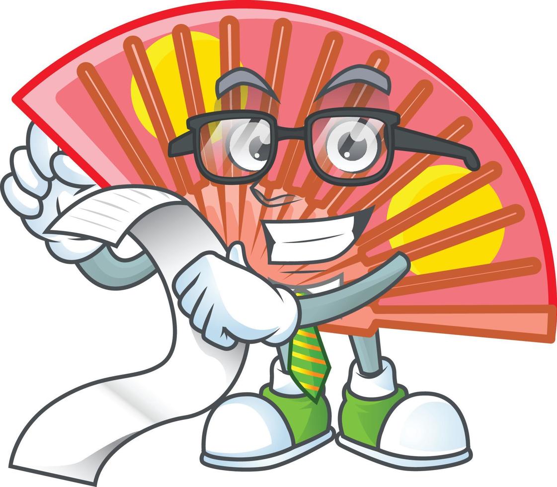 Red chinese folding fan cartoon character style vector
