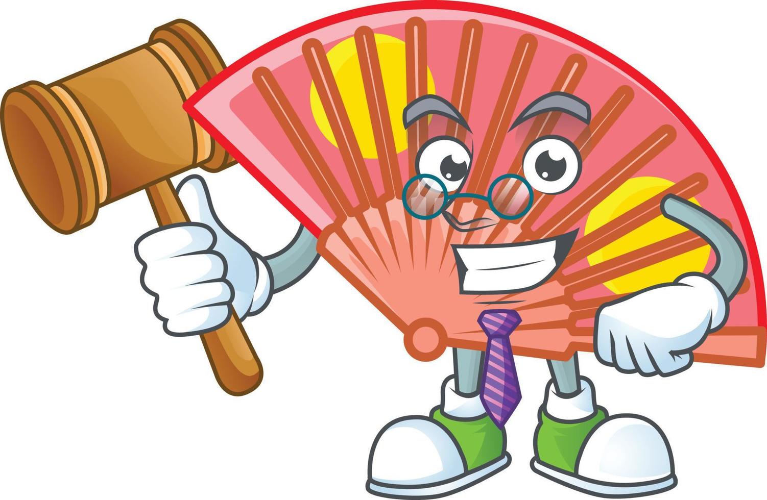 Red chinese folding fan cartoon character style vector