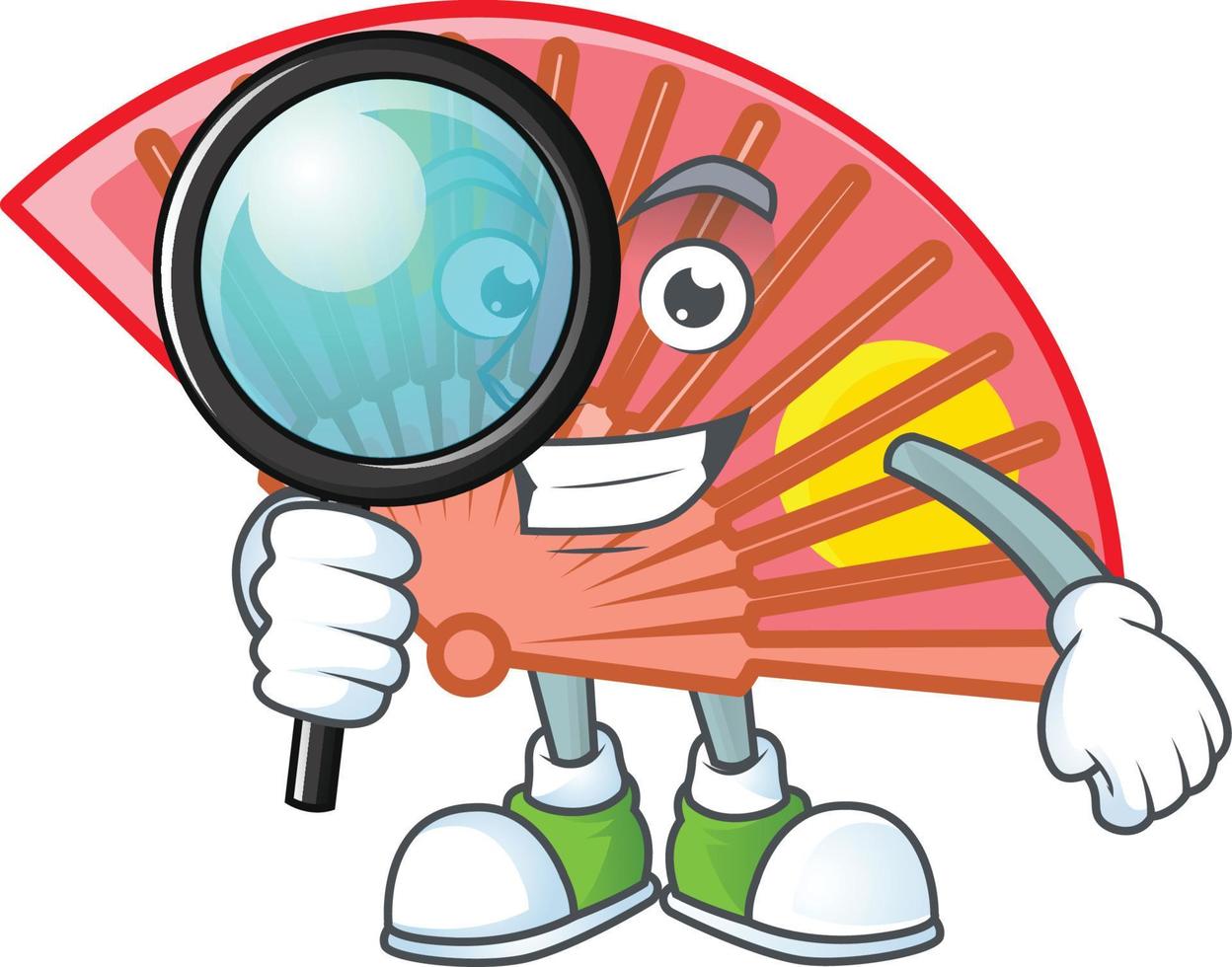 Red chinese folding fan cartoon character style vector