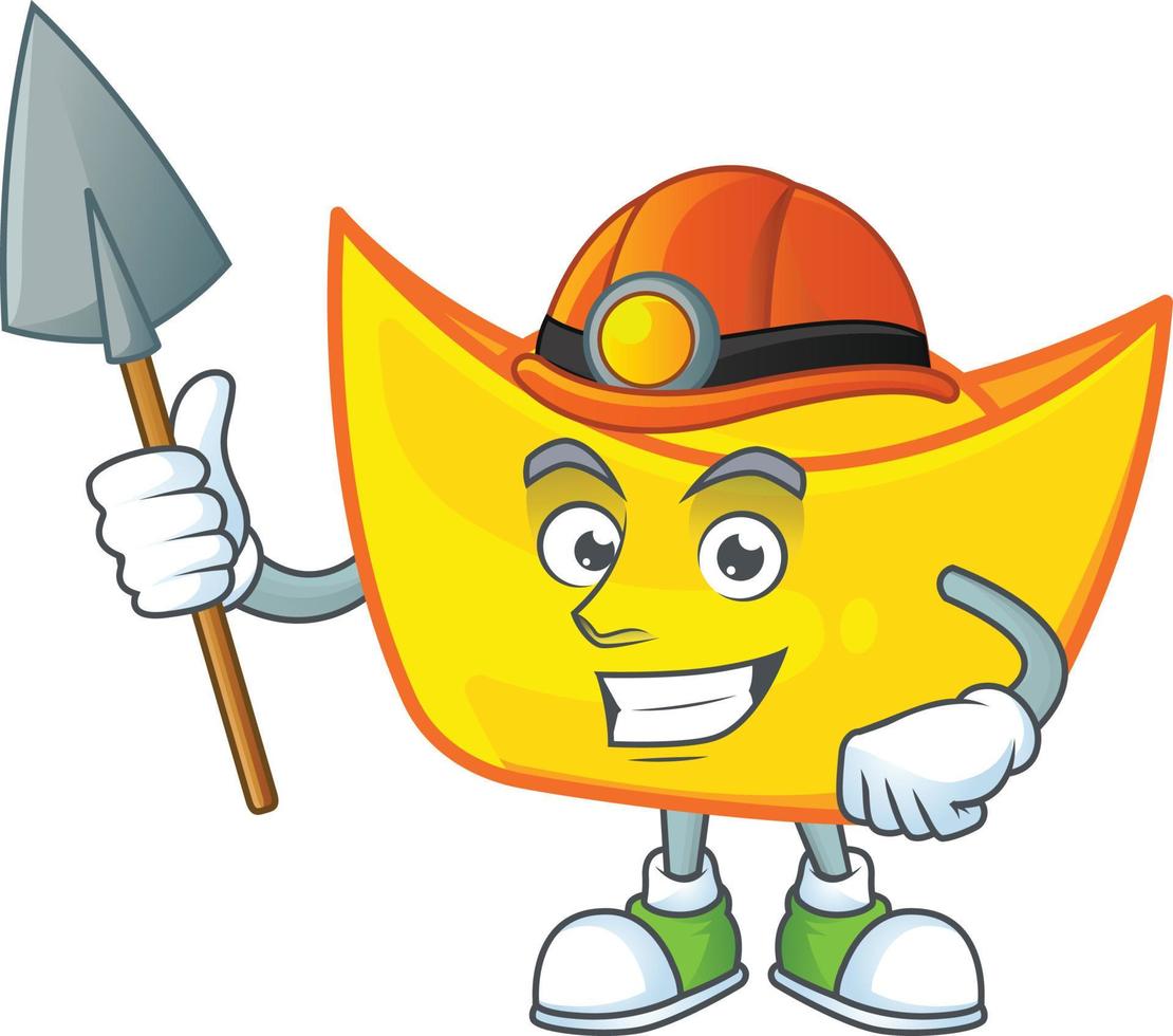 Chinese gold ingot cartoon character style vector