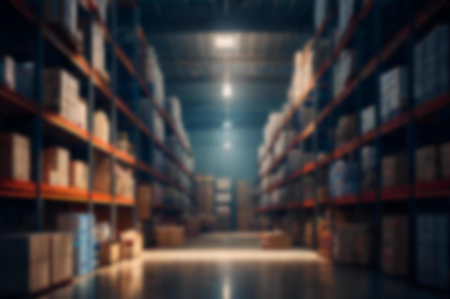 Blurred background of a large warehouse with equipment. Business background photo