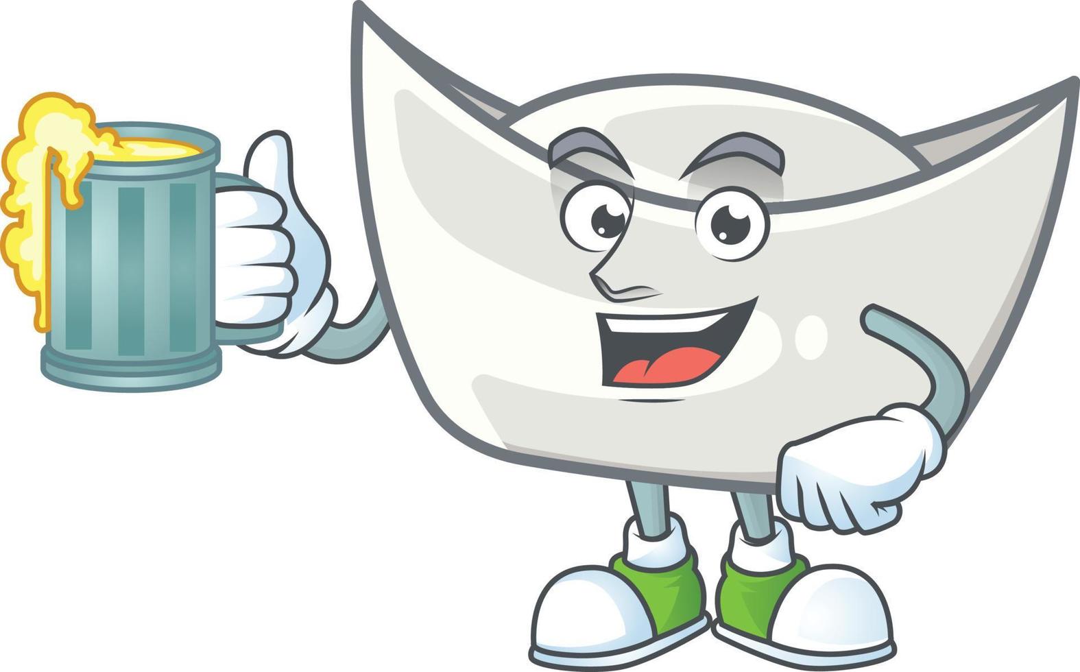 Chinese silver ingot cartoon character style vector