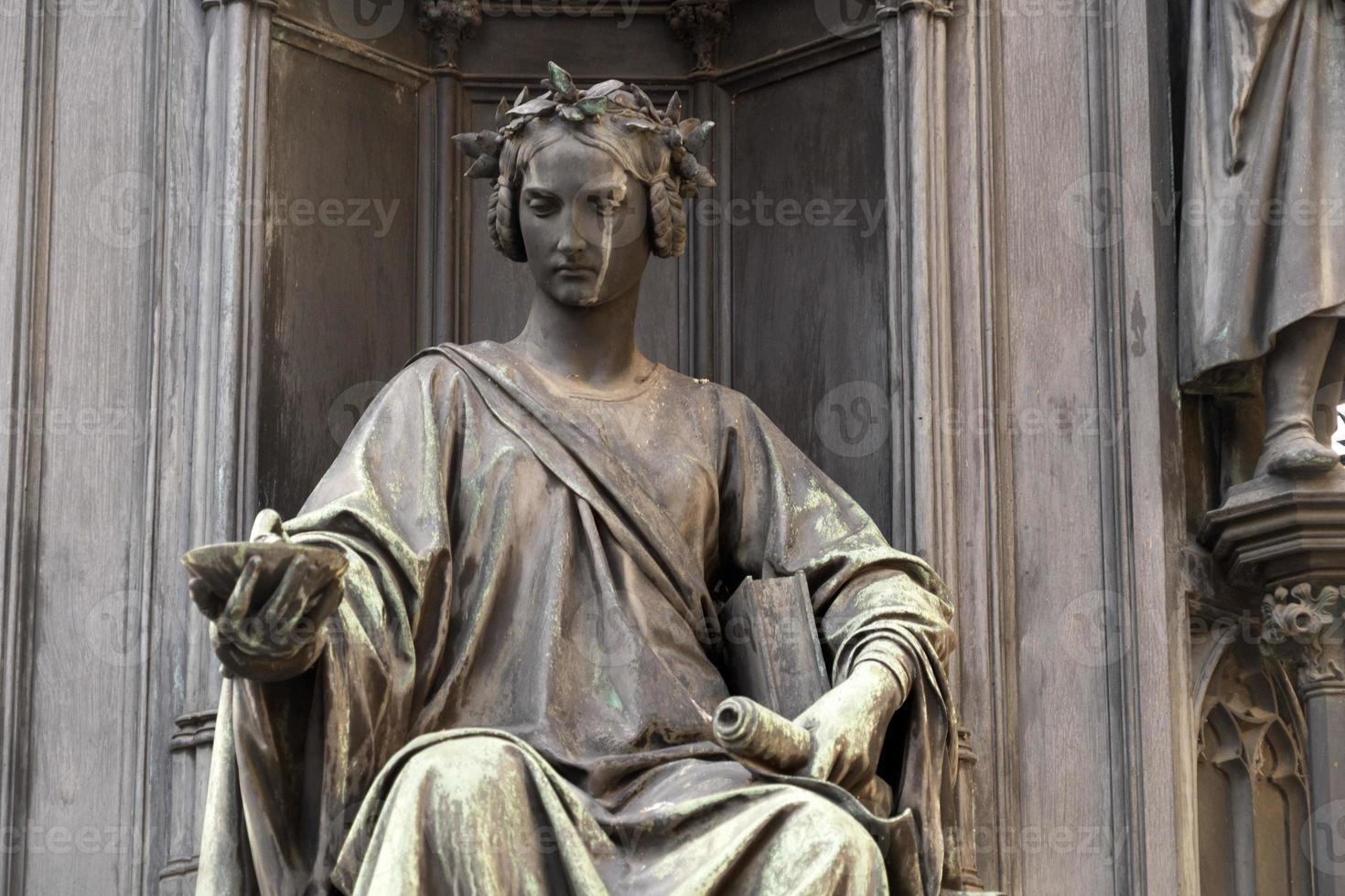 Prague charles bridge detail of statue photo