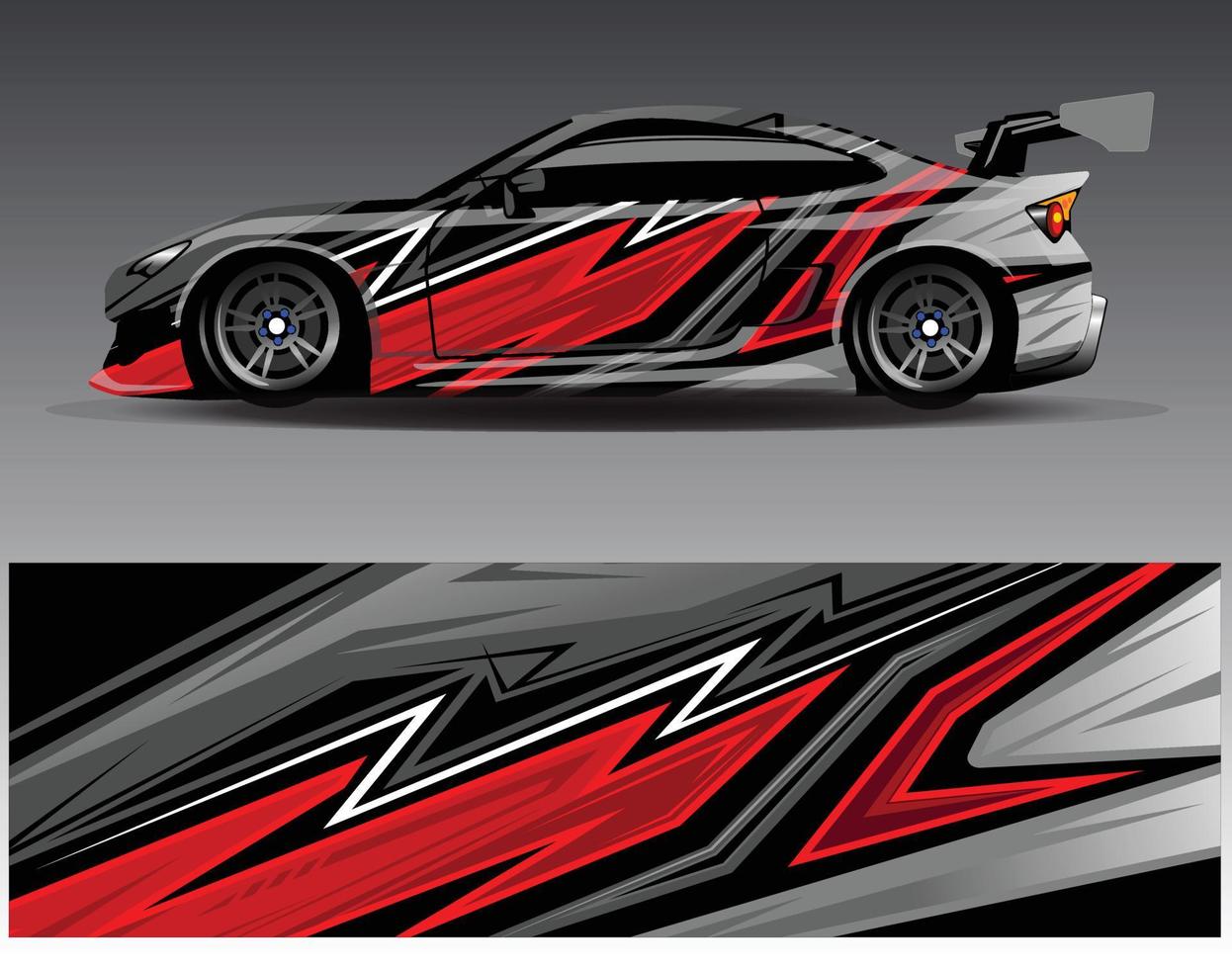 Car wrap design vector. Graphic abstract stripe racing background kit designs for wrap vehicle  race car  rally  adventure and livery vector