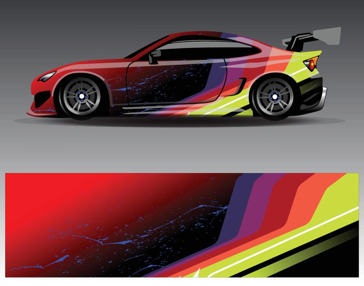 vector de diseño de envoltura de coche. Diseños de kits de fondo de carreras de franjas abstractas gráficas para envolver vehículos carrera de autos rally aventura y librea