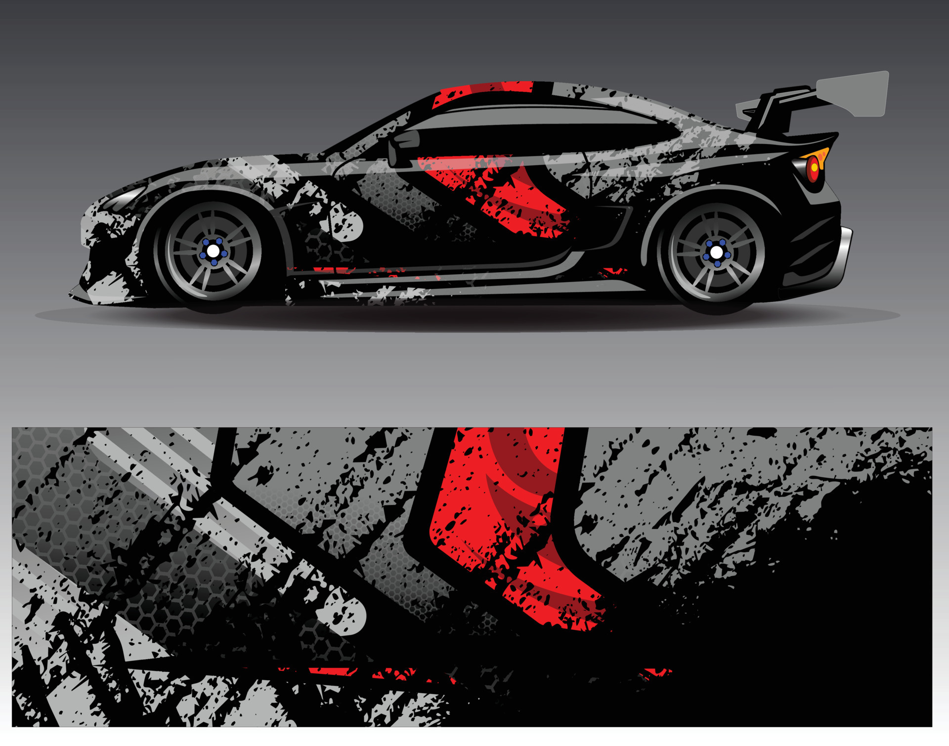 Car wrap design vector. Graphic abstract stripe racing background kit