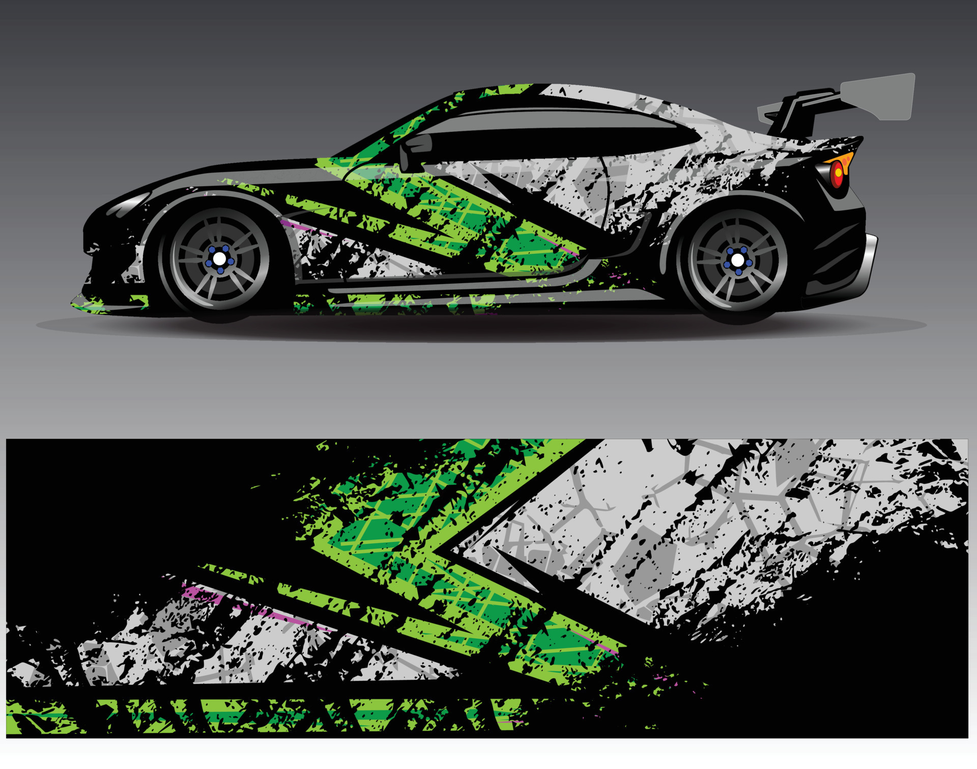 Car wrap design vector. Graphic abstract stripe racing background kit