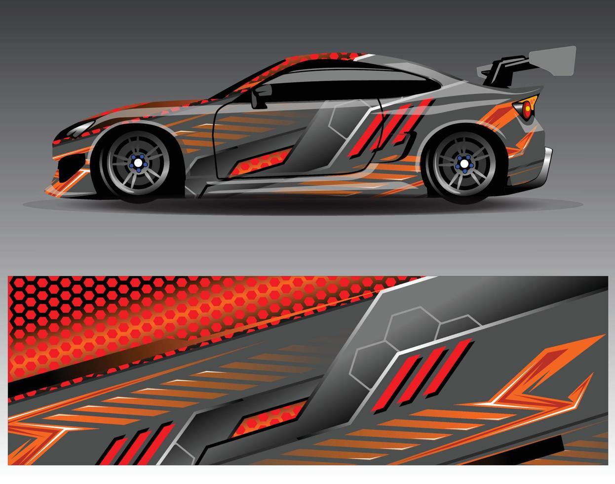 Car wrap design vector. Graphic abstract stripe racing background kit designs for wrap vehicle  race car  rally  adventure and livery vector