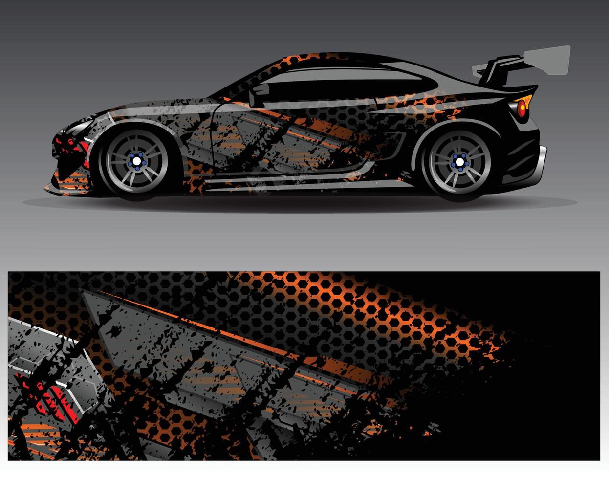 Car wrap design vector. Graphic abstract stripe racing background kit designs for wrap vehicle  race car  rally  adventure and livery vector