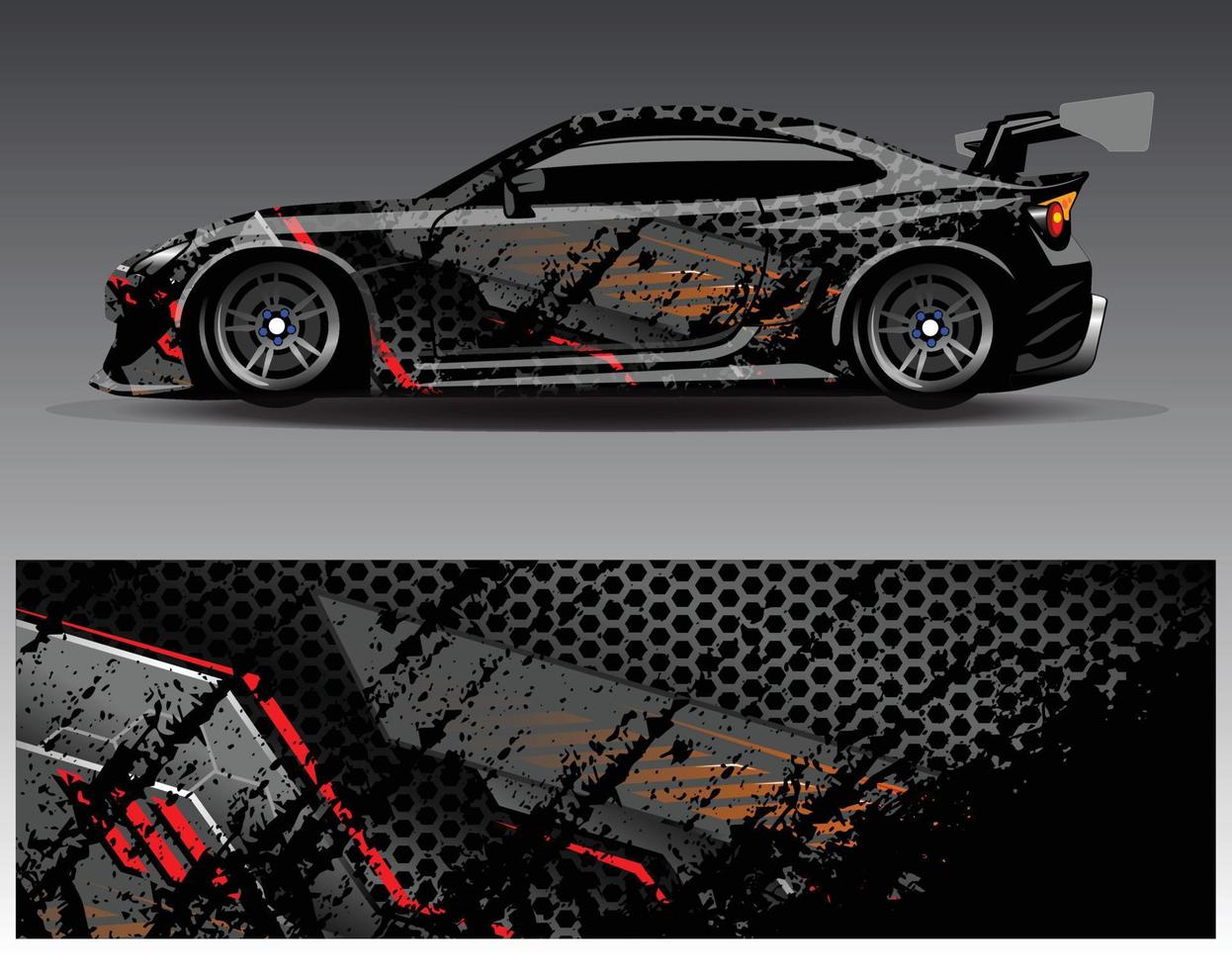 Car wrap design vector. Graphic abstract stripe racing background kit designs for wrap vehicle  race car  rally  adventure and livery vector