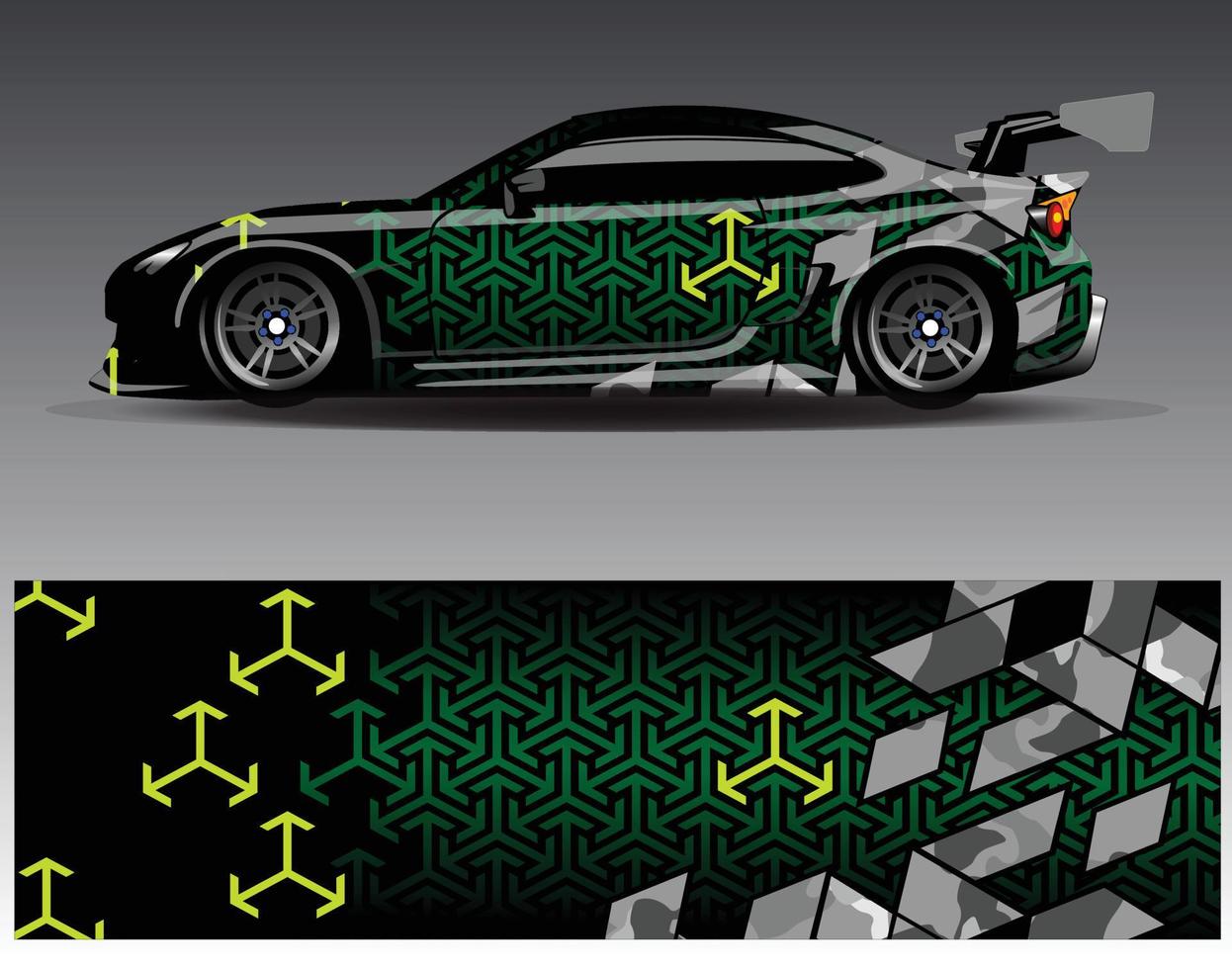 Car wrap design vector. Graphic abstract stripe racing background kit designs for wrap vehicle  race car  rally  adventure and livery vector