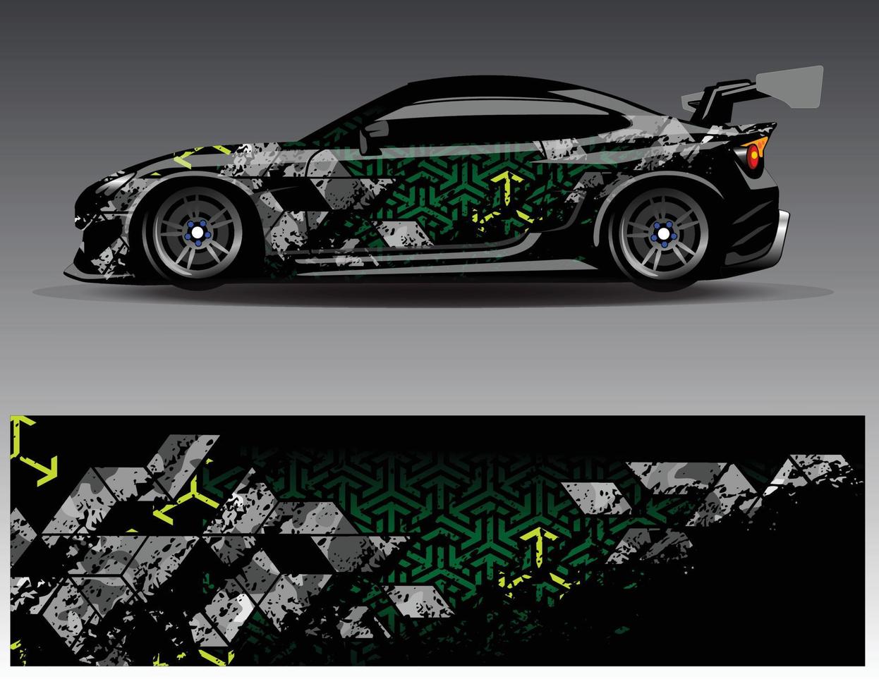 Car wrap design vector. Graphic abstract stripe racing background kit designs for wrap vehicle  race car  rally  adventure and livery vector