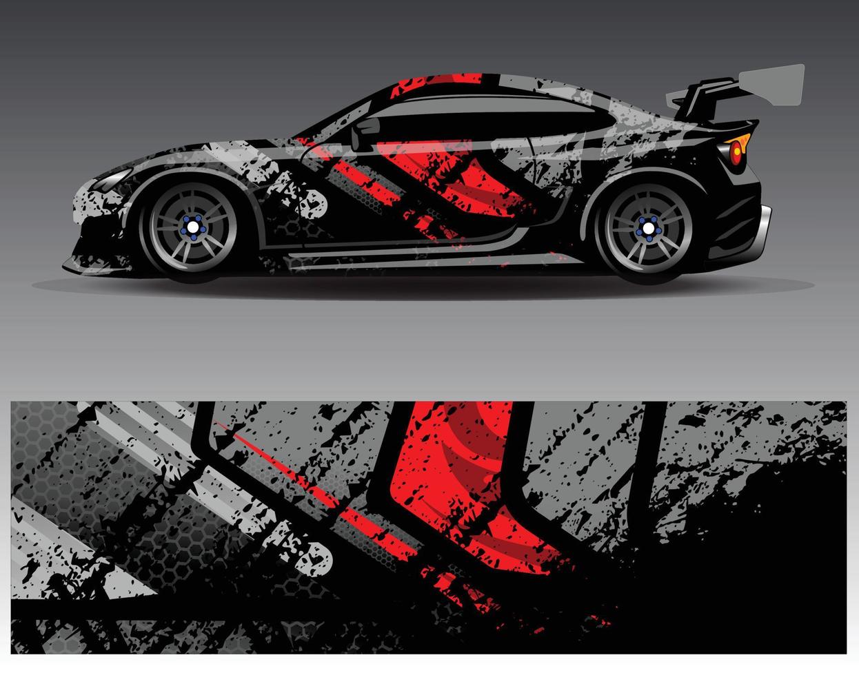 vector de diseño de envoltura de coche. Diseños de kits de fondo de carreras de franjas abstractas gráficas para envolver vehículos carrera de autos rally aventura y librea