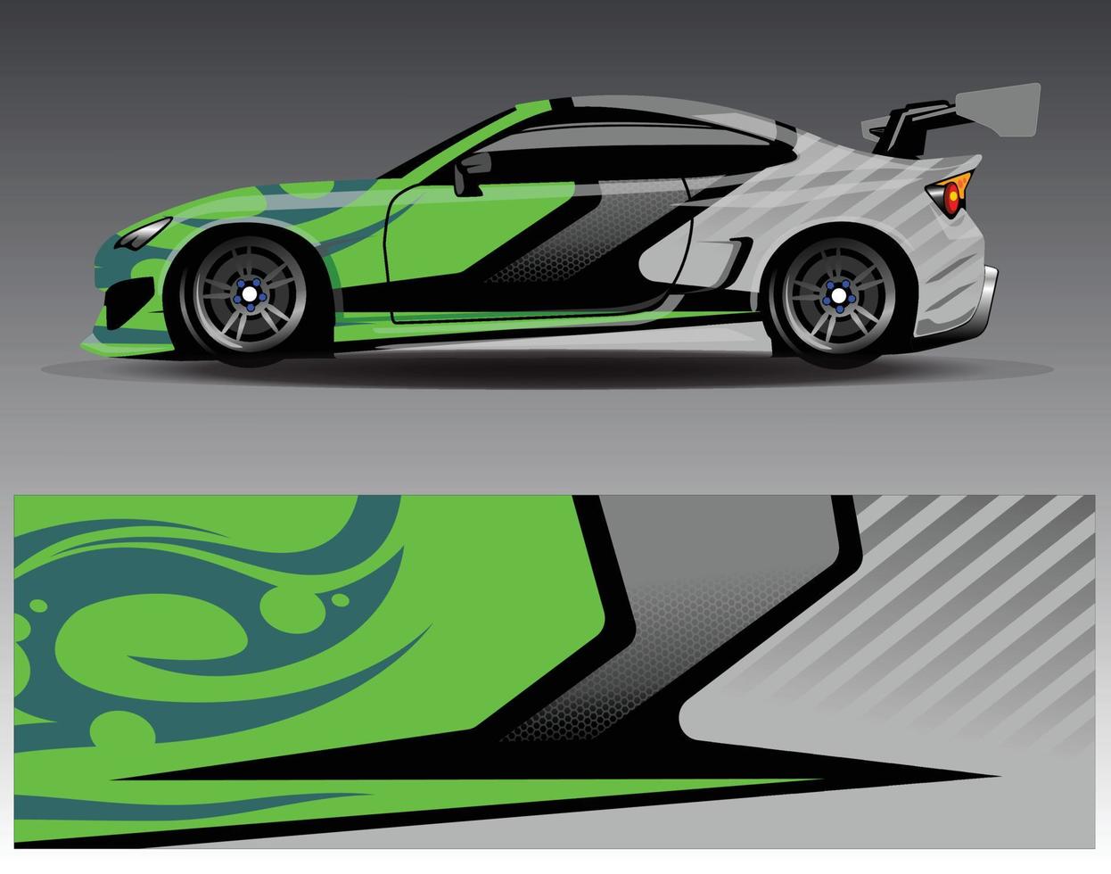 vector de diseño de envoltura de coche. Diseños de kits de fondo de carreras de franjas abstractas gráficas para envolver vehículos carrera de autos rally aventura y librea