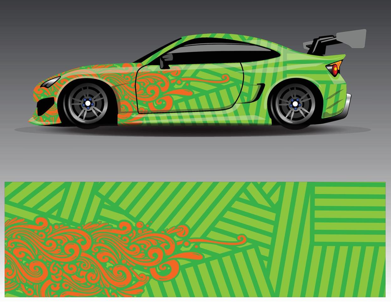 Car wrap design vector. Graphic abstract stripe racing background kit designs for wrap vehicle  race car  rally  adventure and livery vector