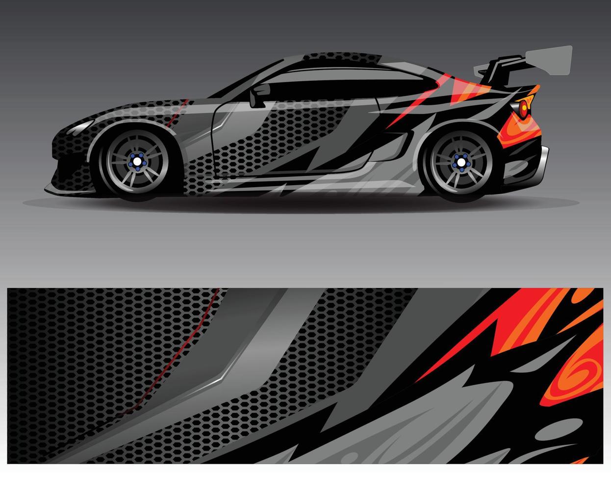 Car wrap design vector. Graphic abstract stripe racing background kit designs for wrap vehicle  race car  rally  adventure and livery vector