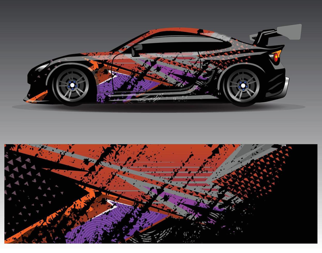 vector de diseño de envoltura de coche. Diseños de kits de fondo de carreras de franjas abstractas gráficas para envolver vehículos carrera de autos rally aventura y librea