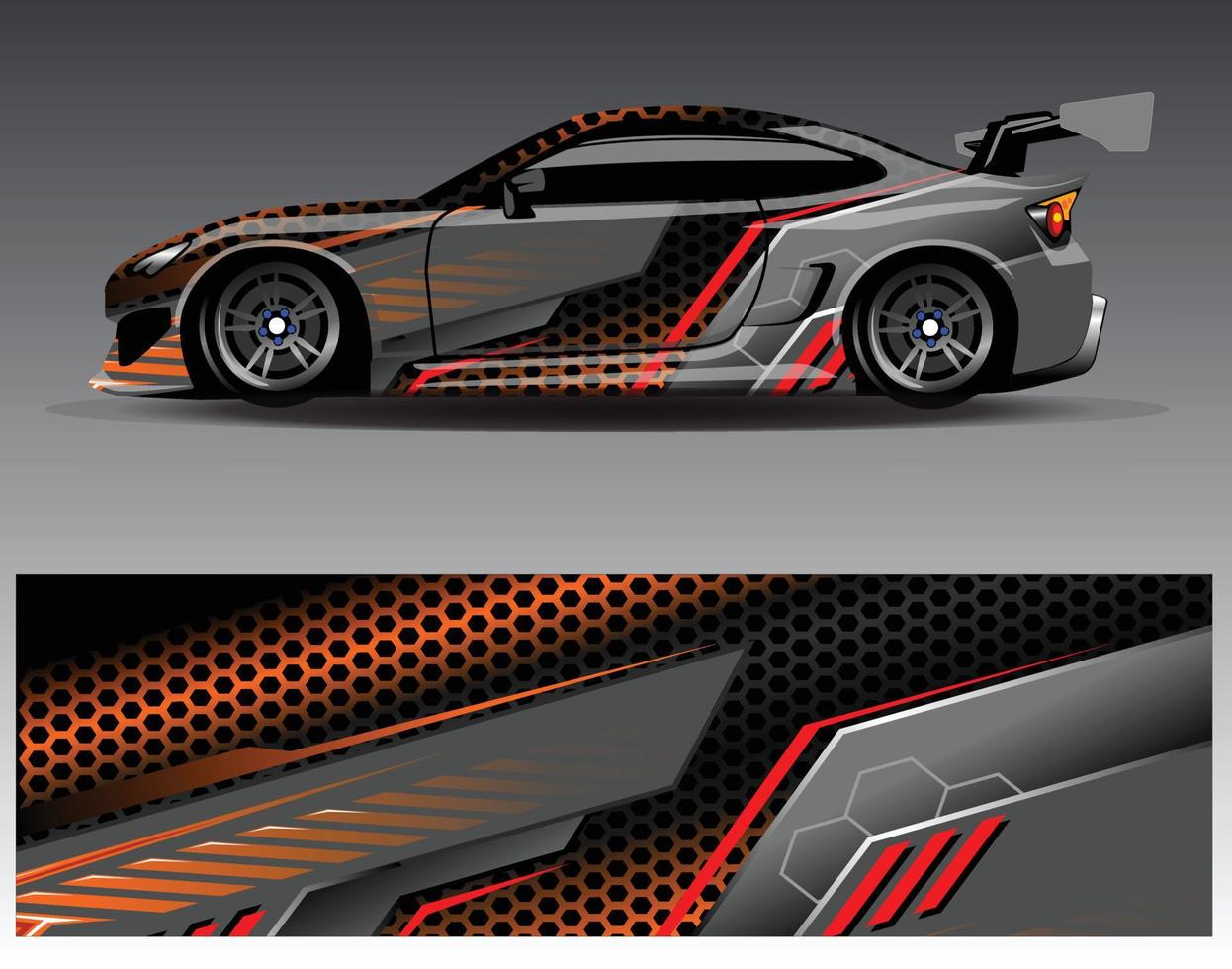 Car wrap design vector. Graphic abstract stripe racing background kit designs for wrap vehicle  race car  rally  adventure and livery vector