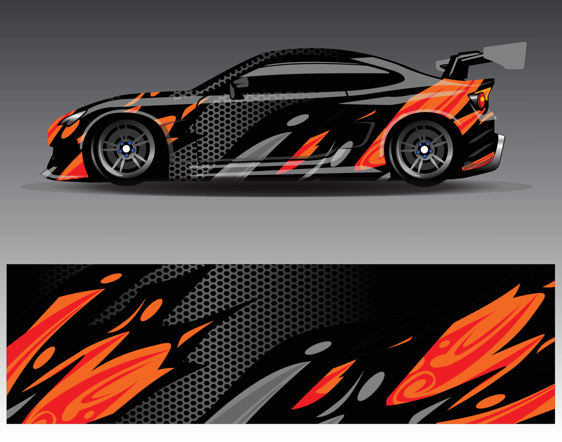 Car wrap design vector. Graphic abstract stripe racing background kit