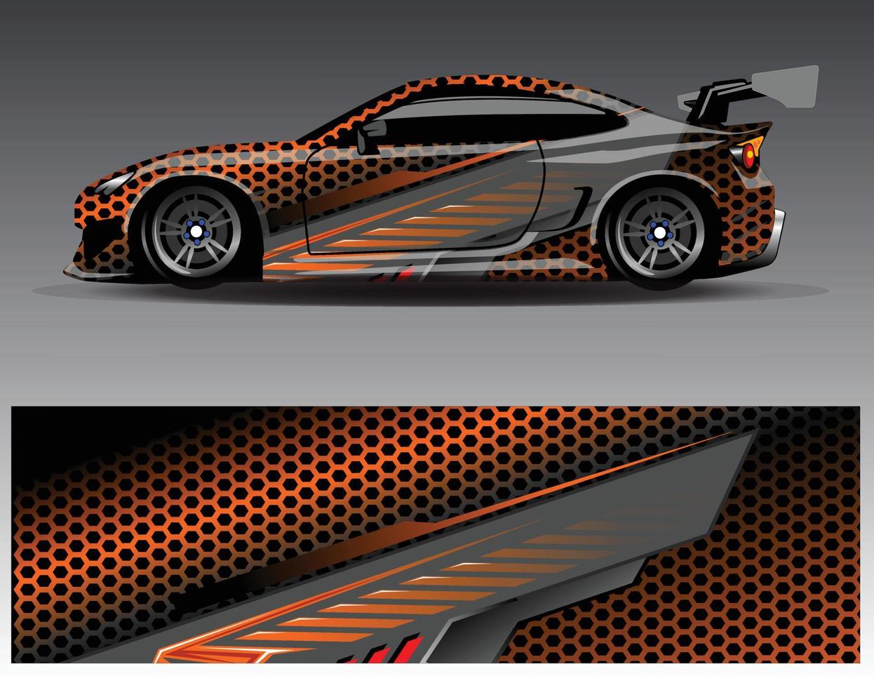 Car wrap design vector. Graphic abstract stripe racing background kit designs for wrap vehicle  race car  rally  adventure and livery vector