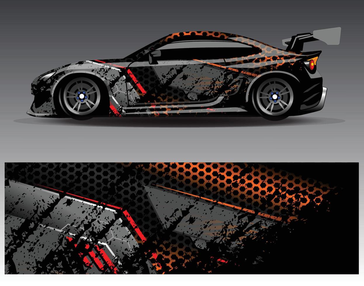 Car wrap design vector. Graphic abstract stripe racing background kit designs for wrap vehicle  race car  rally  adventure and livery vector