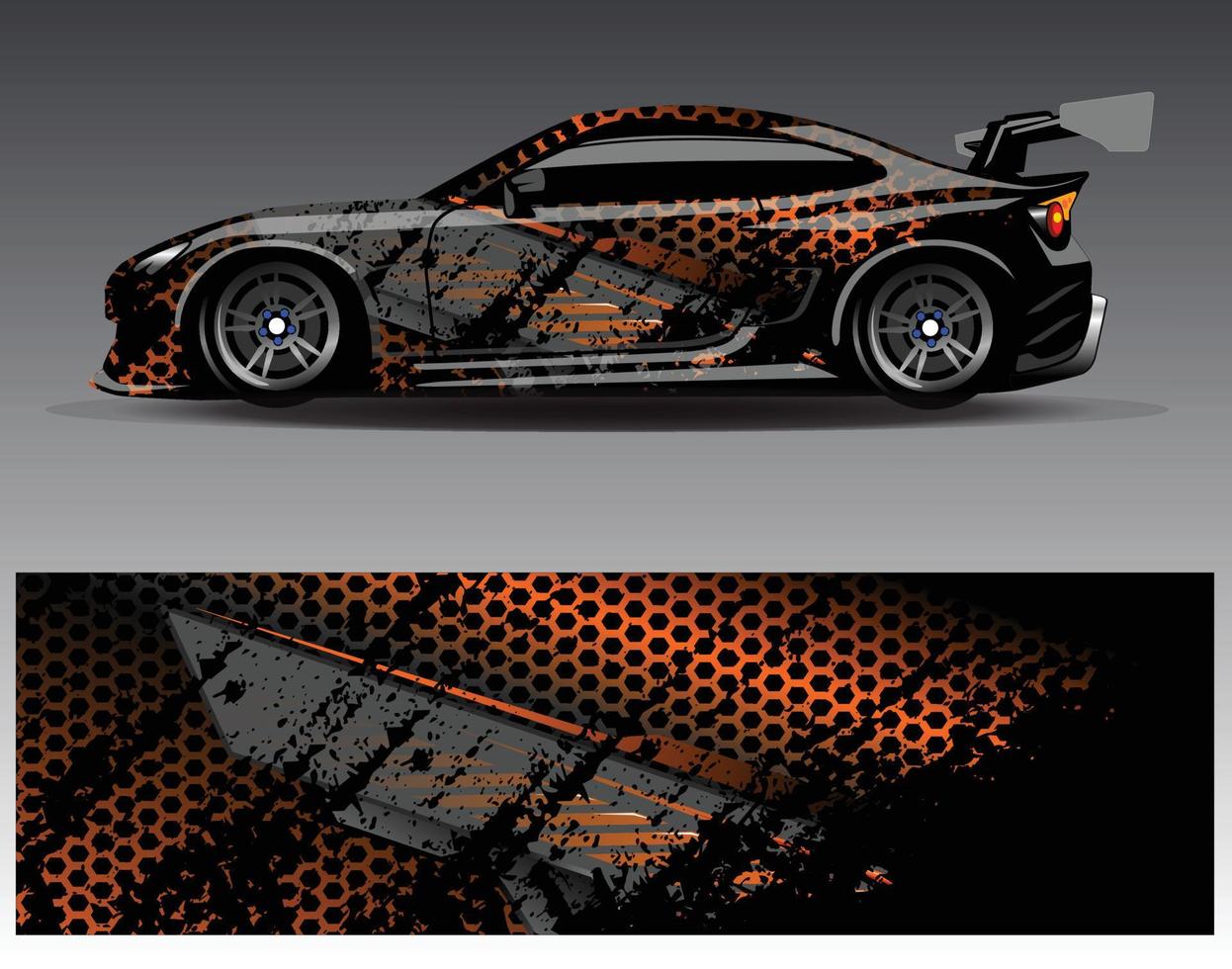 vector de diseño de envoltura de coche. Diseños de kits de fondo de carreras de franjas abstractas gráficas para envolver vehículos carrera de autos rally aventura y librea