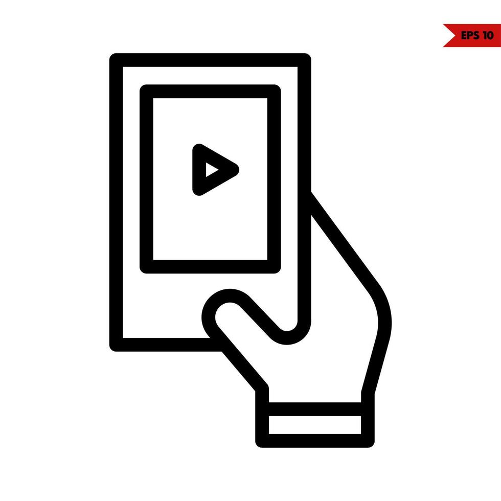 mobile phone in hand line icon vector