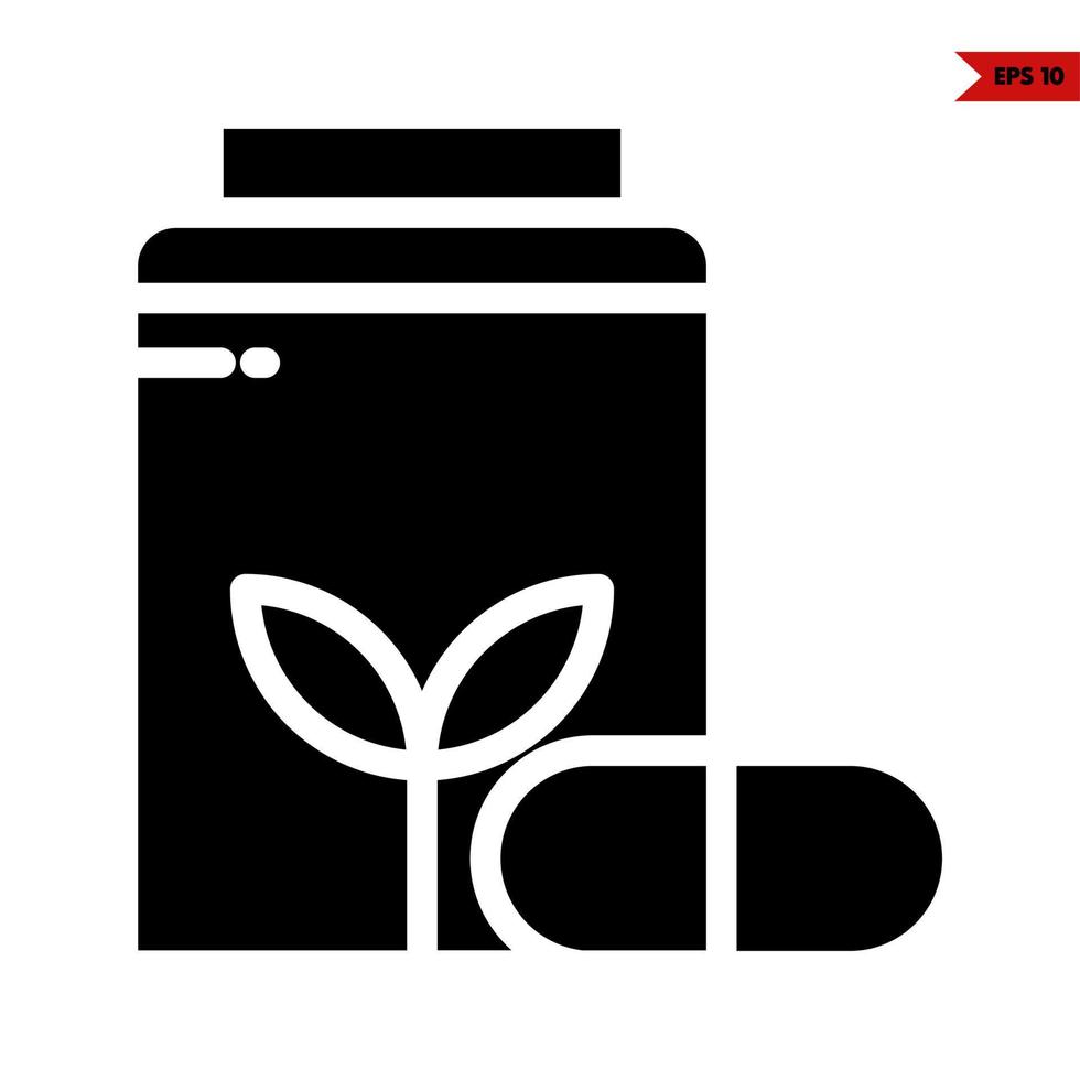 leaf in jar glass with drug glyph icon vector