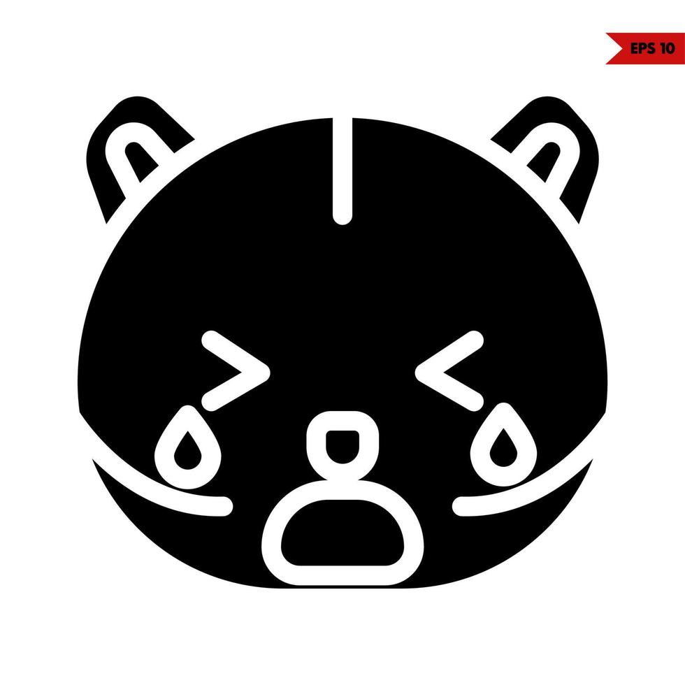 cry cat emoticon glyph icon vector