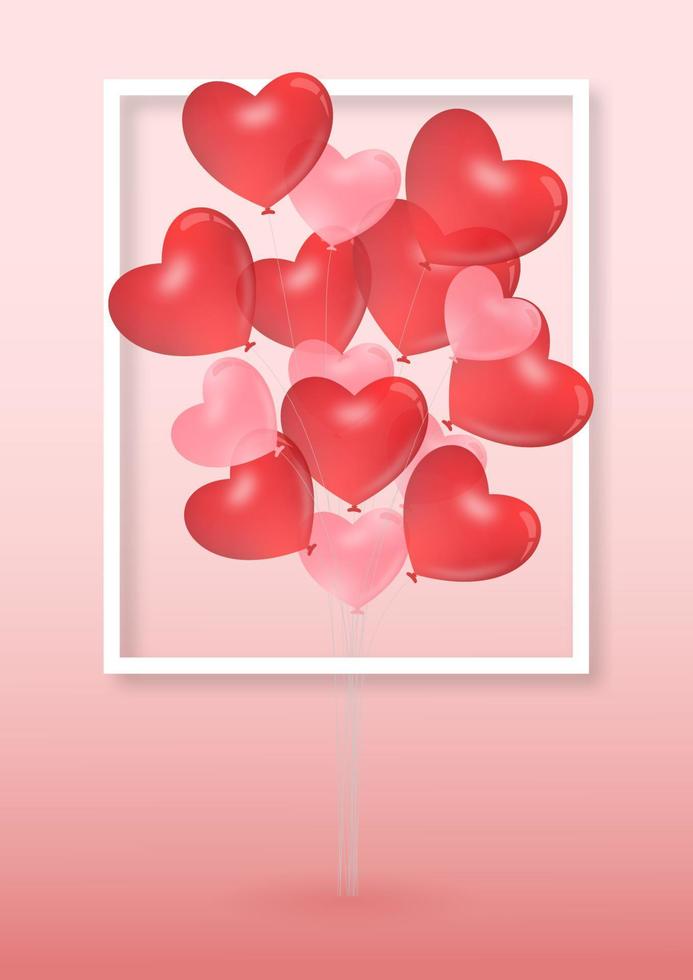 heart balloon valentine frame vector