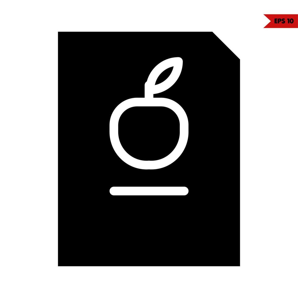 manzana en papel documento glifo icono vector
