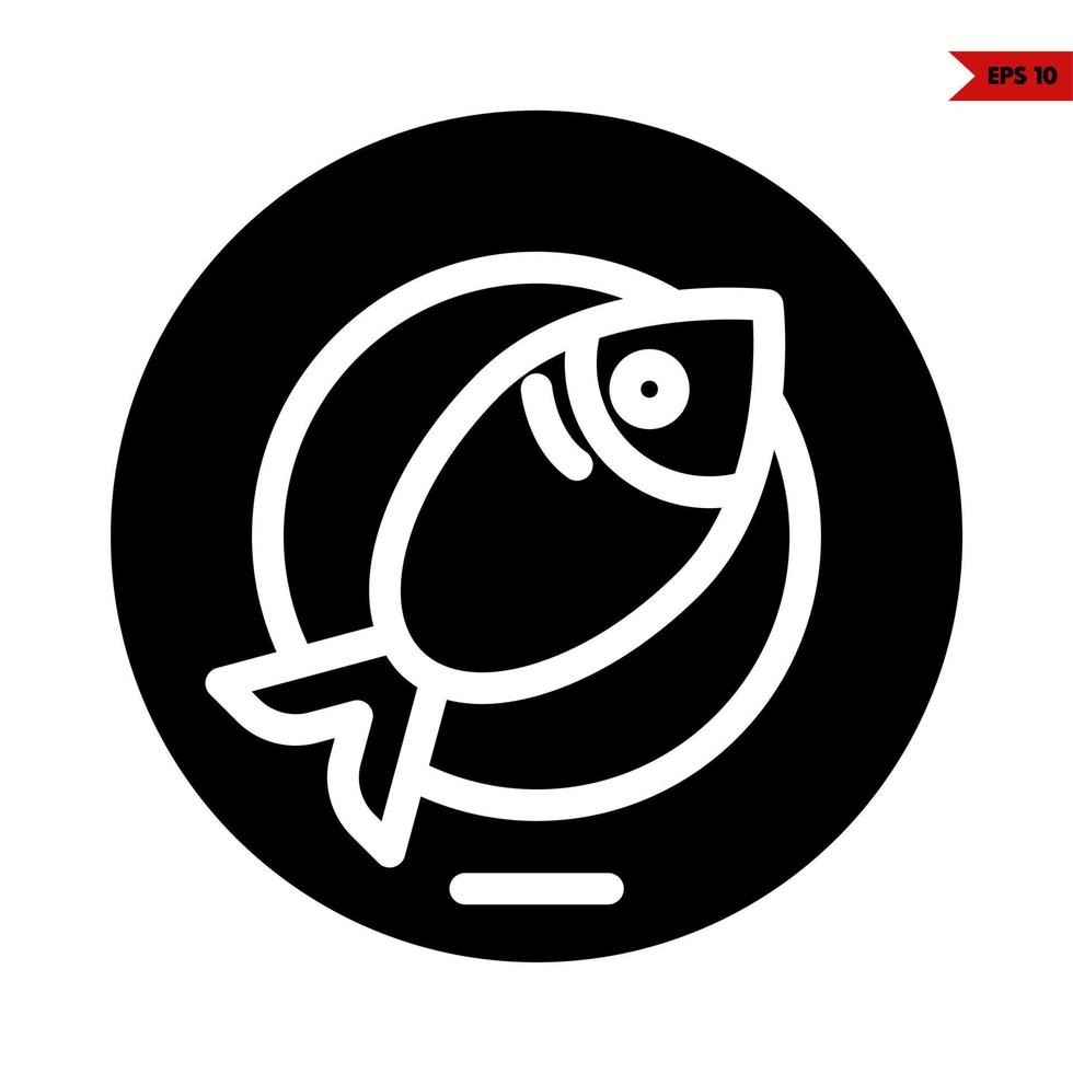 pescado en plato glifo icono vector