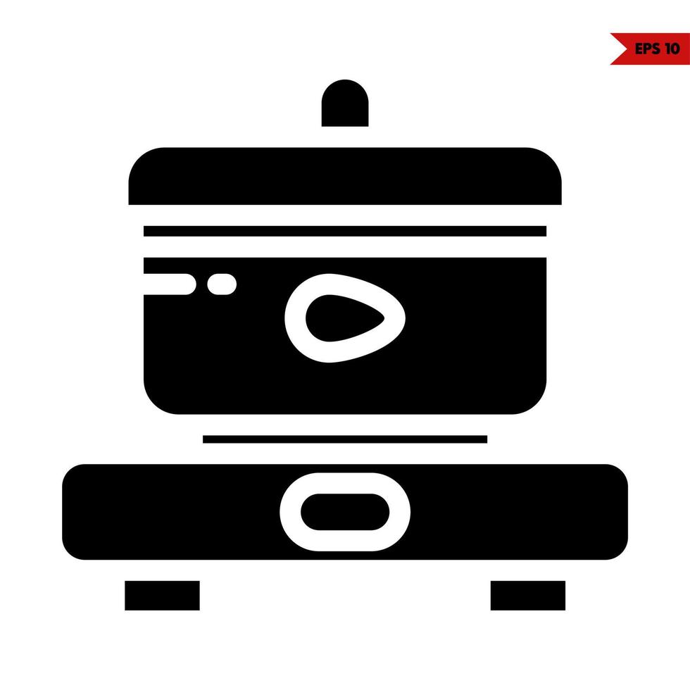 pan in stove glyph icon vector