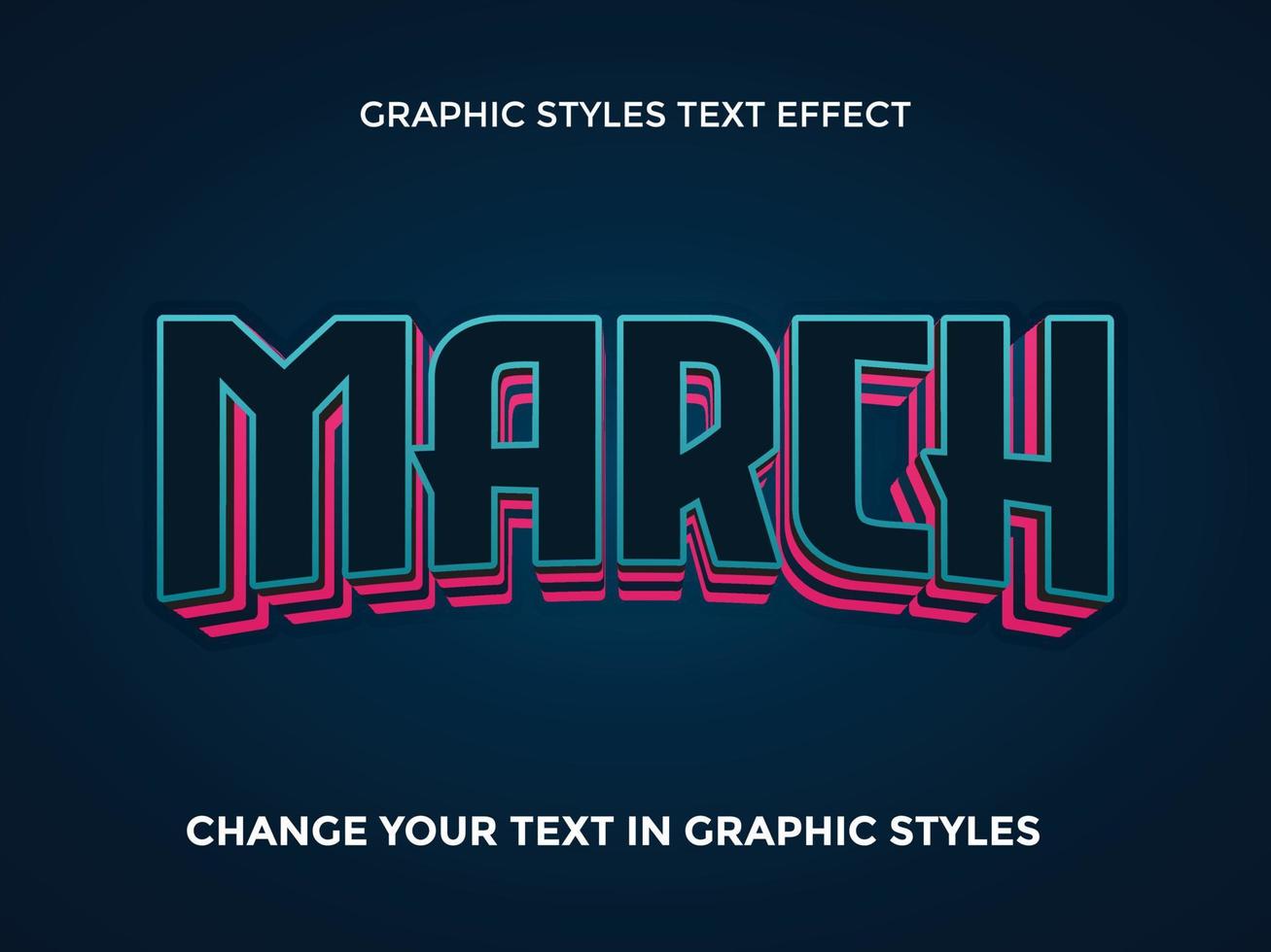 MARCH BLUE AND PINK GRADIENT EDITABLE TEXT EFFECT vector