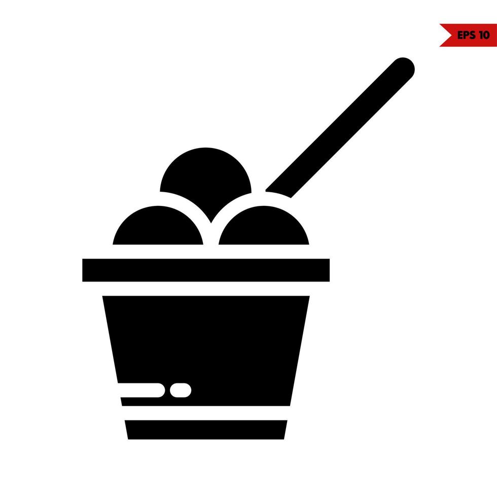 ice cream in bucket glyph icon vector
