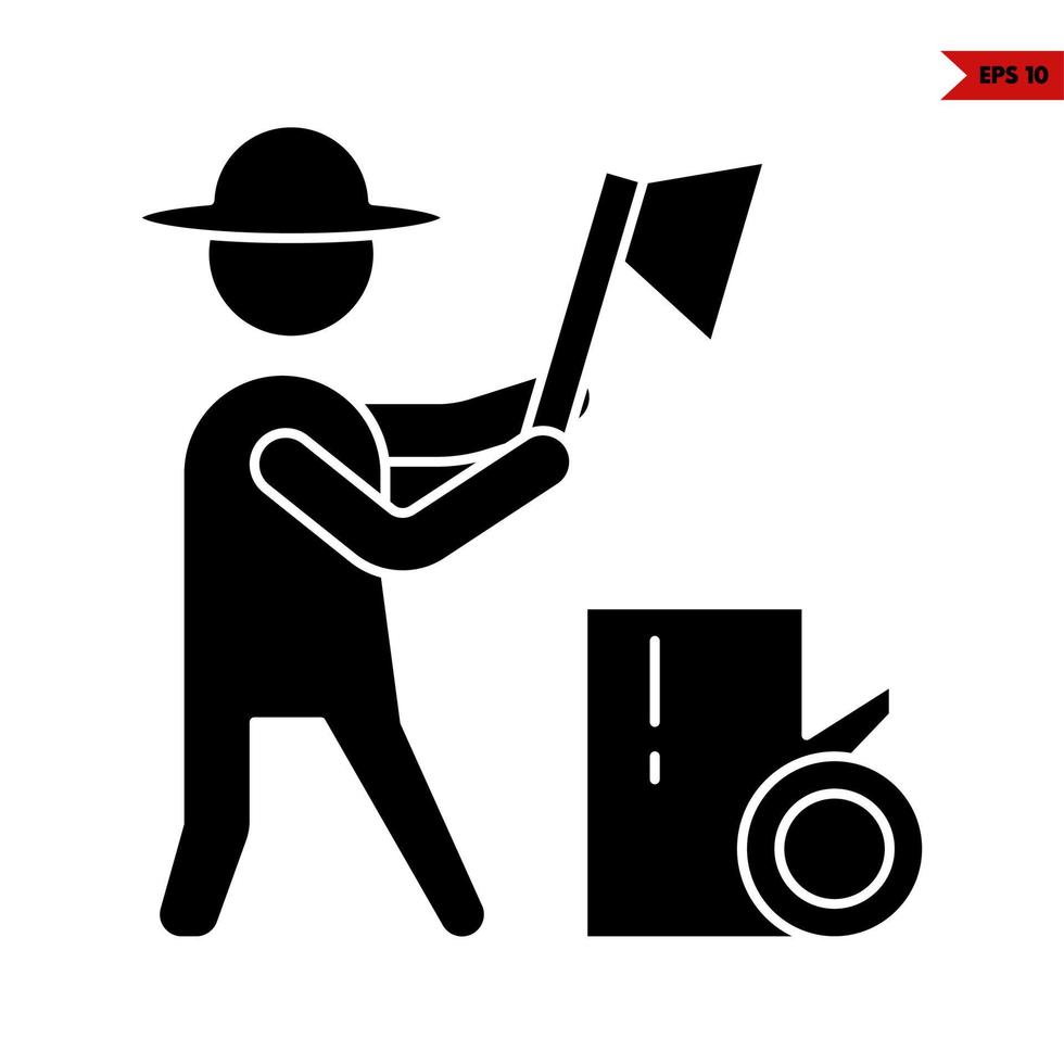 people activity farm with tree trunk glyph icon vector