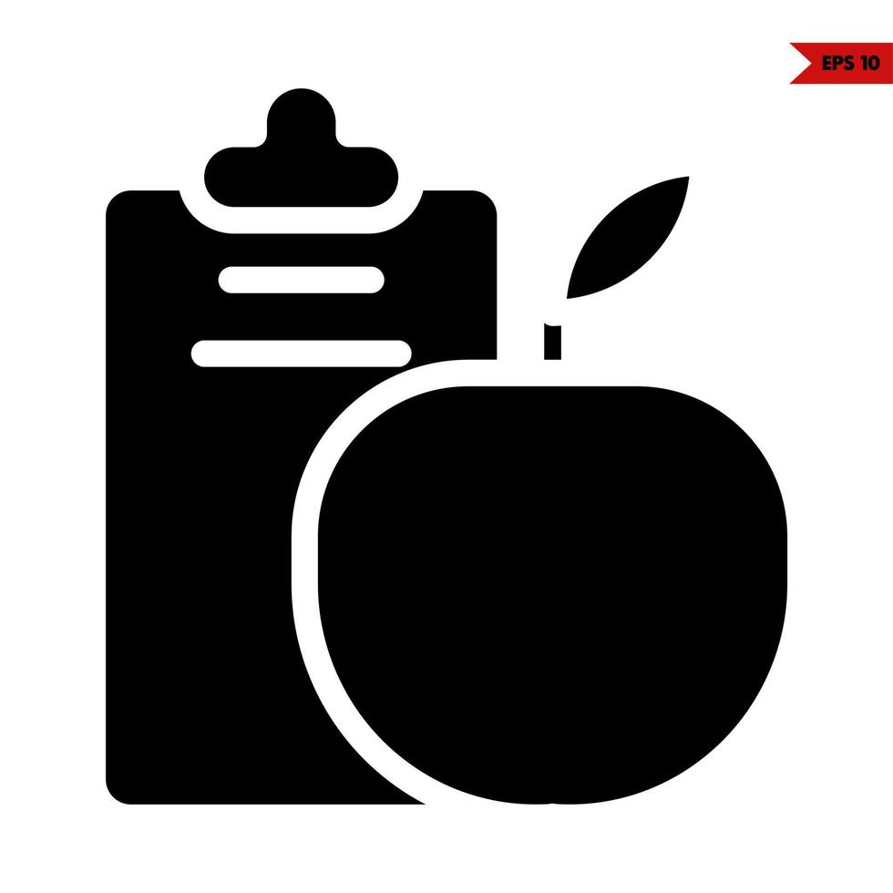 portapapeles con manzana glifo icono vector