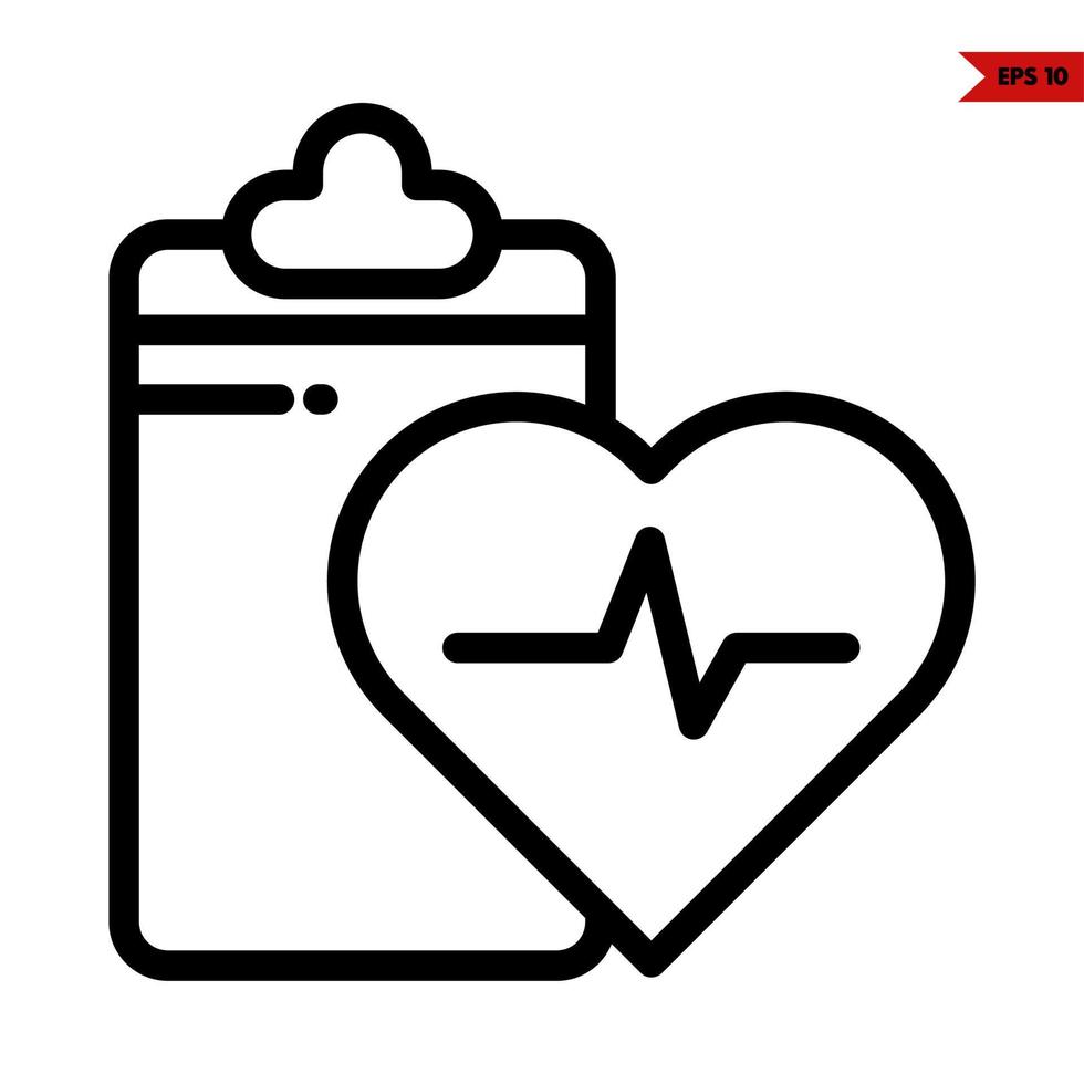 heartbeat with clipboard line icon vector