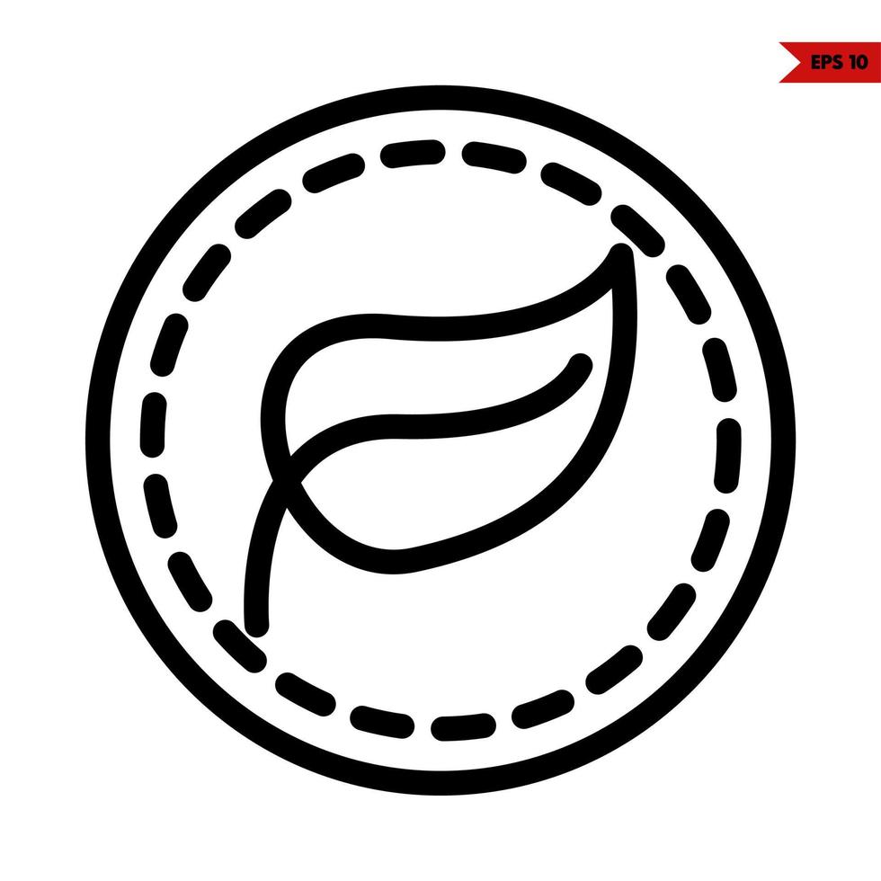 leaf in button line icon vector