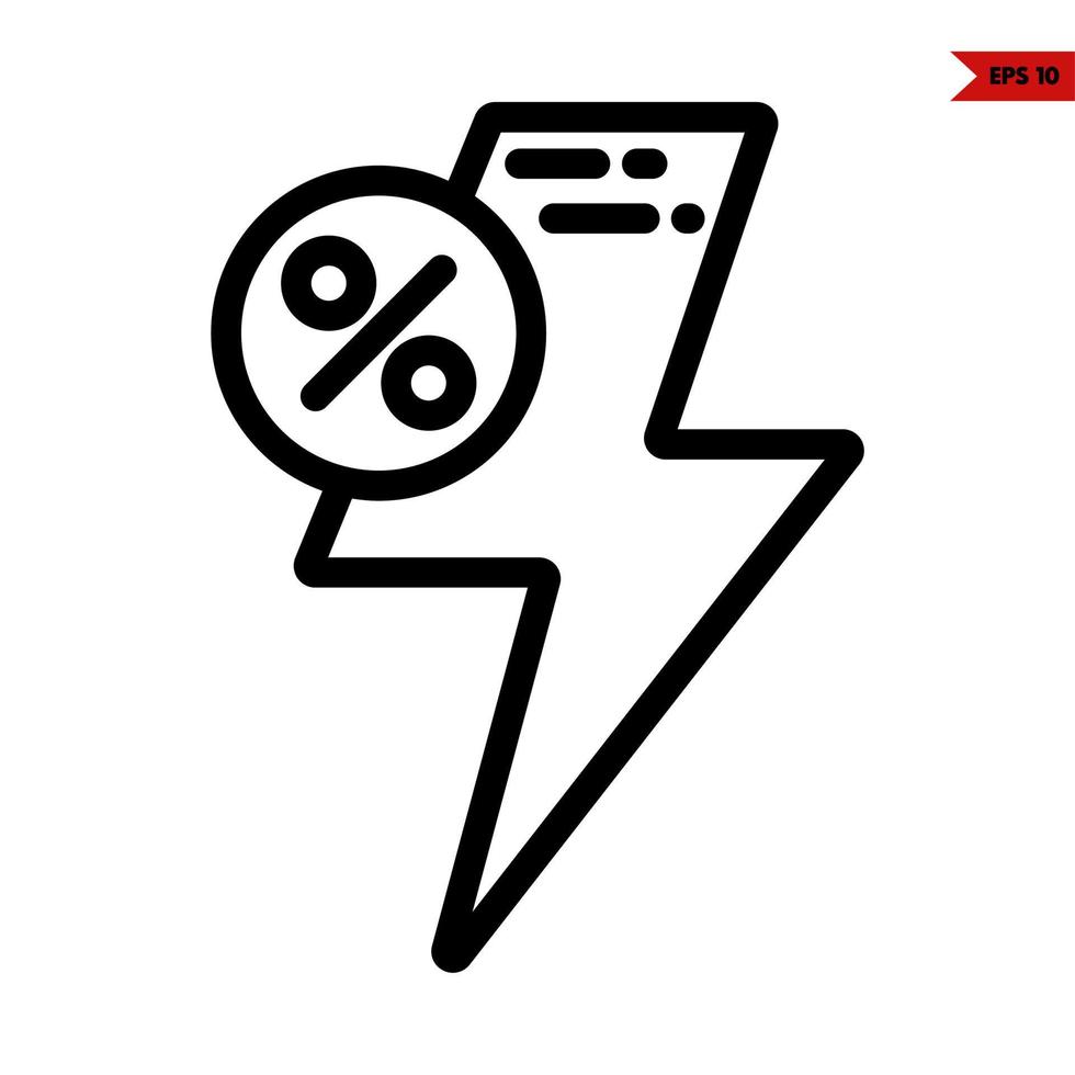 lightning with sale in button line icon vector